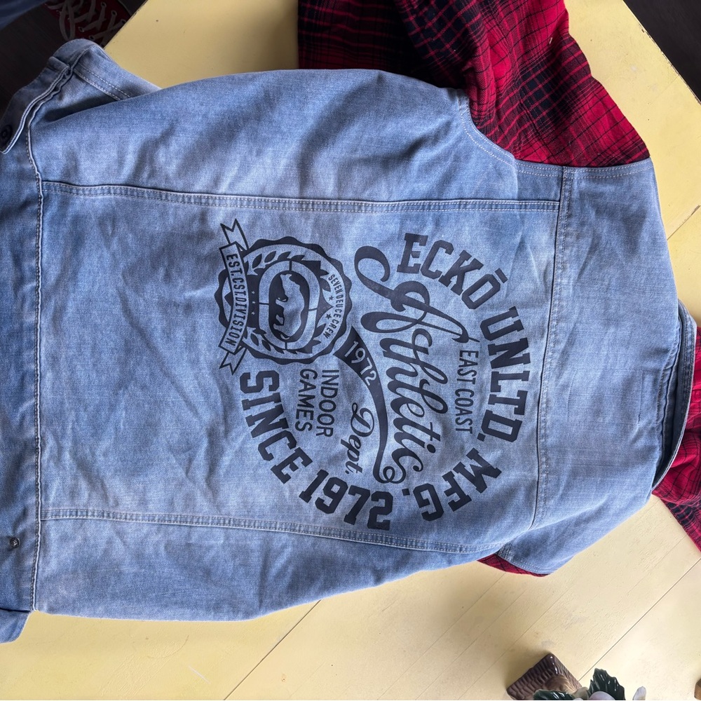 Ecko Unlimited Blue and Red Shirt Jacket